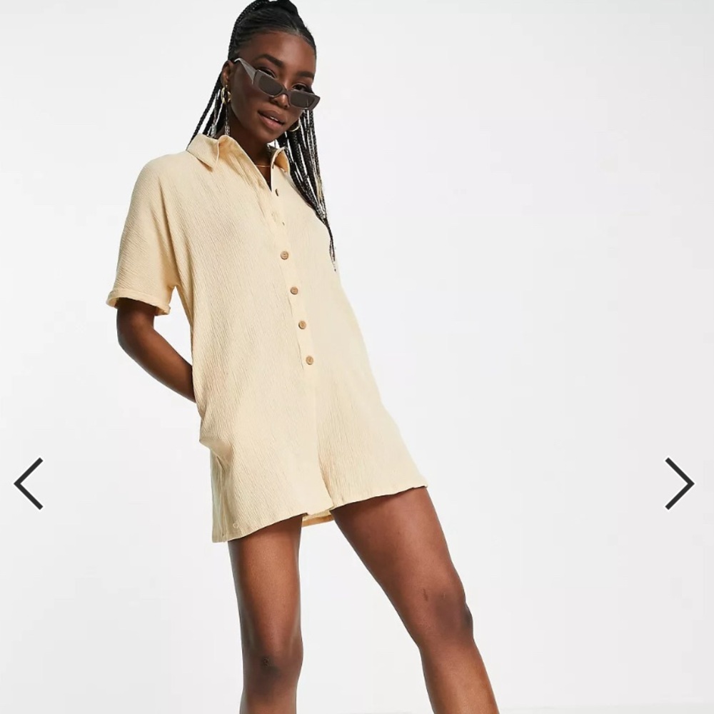 ASOS Cream Button-Up Romper
